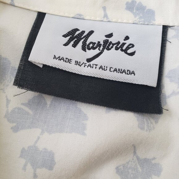 Vintage Marjorie Prairie Maxi White & Periwinkle Blue Parsley Toteme Style Smock - Picture 4 of 12